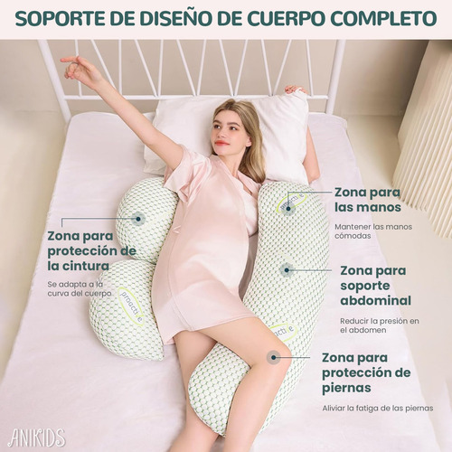 4 En 1 Cojin Lactancia Maternal Almohada Embarazo Multiusos Verde Claro Set Almohada Embarazada Multiusos