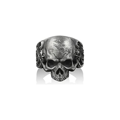 Bysilverstone Jewelry - Anillo De Motociclista Con Calavera 