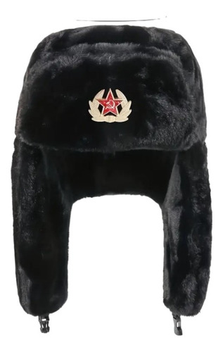 Gorro Ushanka Ruso De Invierno Negro 58/60