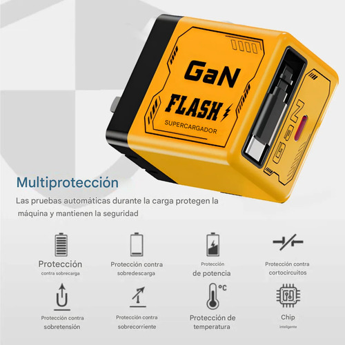 Cargador Carga Rápida 35w Con Cable Retractil Usb C Qc 3.0 Verde