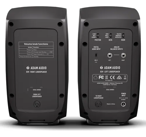 Monitores De Estudio Adam Audio D3v C/ Conecxión Usb-c (par)