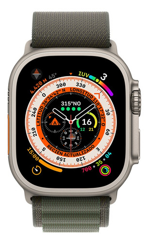 Imagen 2 de 9 de Apple Watch Ultra GPS + Celular - Caja de titanio 49 mm - Correa Loop Alpine verde - M