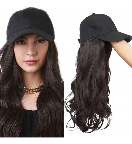 Peluca Con Visera Para Mujer, Pelo Largo Simulado Big One Fa