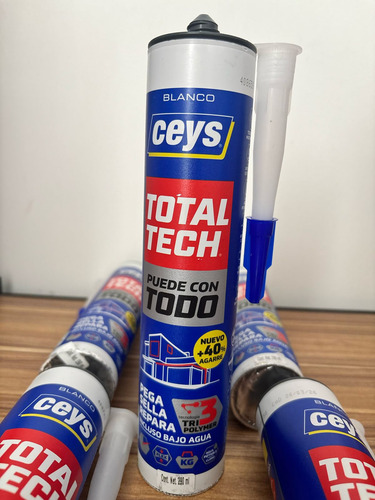 6 X Total-tech Adhesivo Sellador Blanco Cartucho 290ml