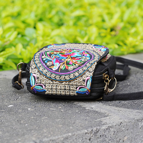 Mochila Bordada De Estilo Étnico B Wallet Para Mujer Con Min