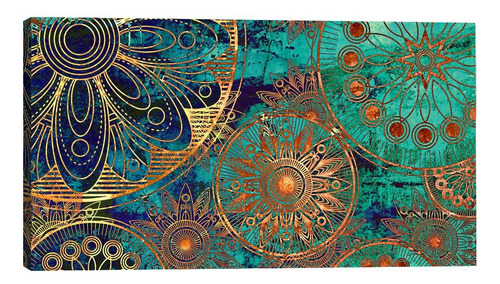 Quadro Decorativo Mandala Azul 70x100 Cor Azul-turquesa Cor Da Armação N/a