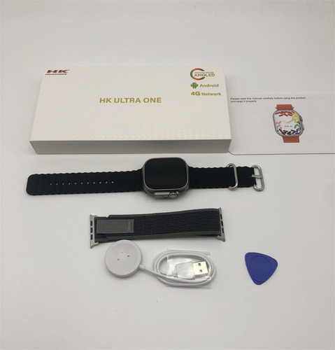 Smartwatch Hk Ultra One 4g 2gb-32gb Playstore/whatsapp/tikto Caixa Prateado Pulseira Branco/ Rajada Bisel Prateado Desenho Da Pulseira Ocean/nylon