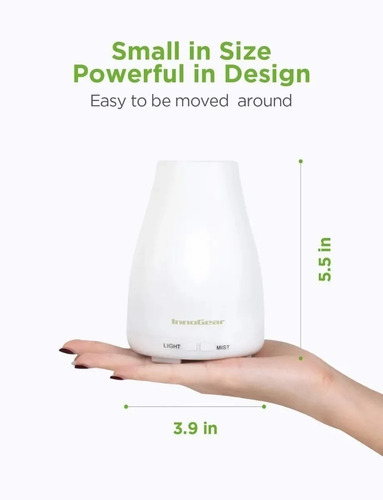 Imagen 2 de 6 de Difusor De Aceite Humidificador Innogear Aromaterapia Led