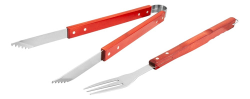Tenedor 51 Cm. Y Pinza 43 Cm. Para Asar Carne En Parrilladas
