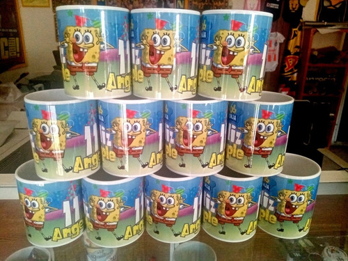 12 Tazas Personalizadas Bob Esponja Recuerdo Cumpleaños