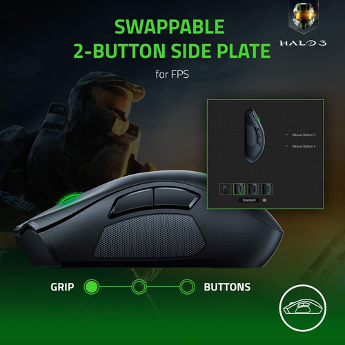 Razer Naga Pro Wireless Gaming Mouse: Interchangeable Side P