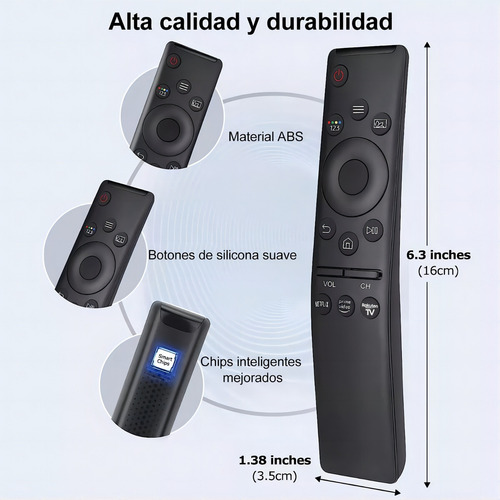 KOPIRA Control Remoto para Samsung Smart TV,compatible 4K 8K LED LCD HD UHD SUHD 3D QLED QLCD Curved Frame Series de televisión