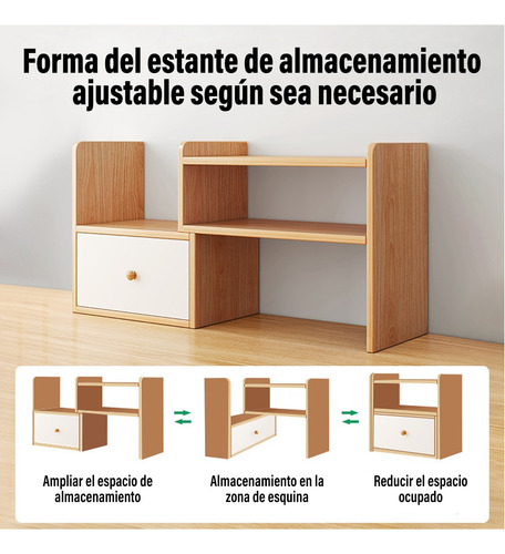 2capas Estante De Almacenamiento De Escritorio Mdf Con Cajón