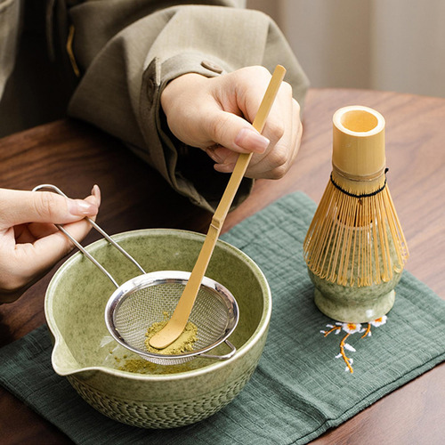 Juego De Matcha Batidor Y Soporte De Bambú Para Verde