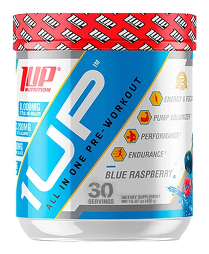 1up All In One Pre-workout - 30 Servicios - Blue Raspberry