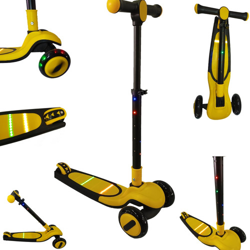Patinete Infantil Dobrável Com Led 3 Rodas Scooter Até 50kg