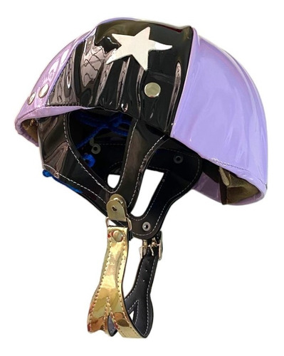 Casco Para Jockey Equitacion Turf Charolado Simil Cuero