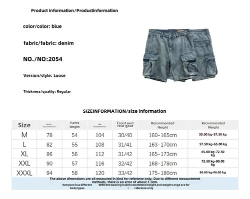 Pantalones Cortos Tipo Cargo De Mezclilla Para Hombre, Ropa