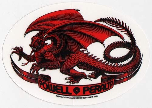 Powell Peralta Skateboard Sticker - Huesos Brigade Red Drago