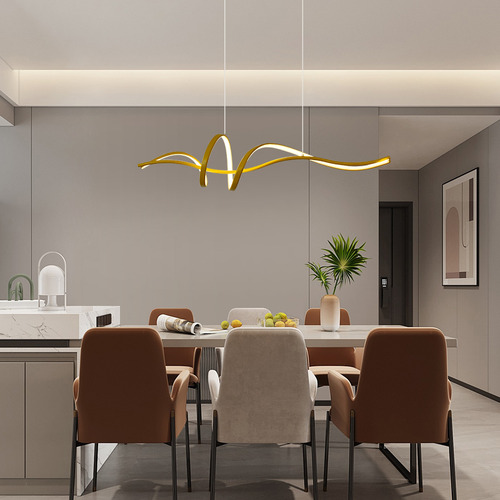 Lustre Led Teto Pendente Dourado Infinita 3 Tons Iluminação 127/220V
