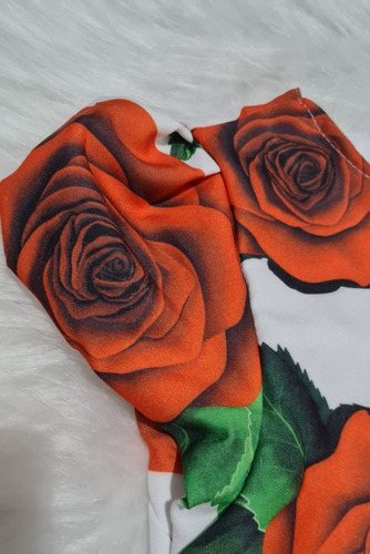 Imagem 4 de 7 de Vestido Infantil Natal Trapézio Florido Vermelho