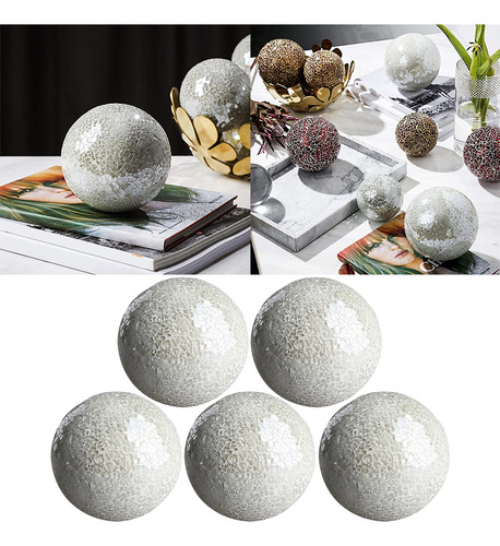 Juego De Cuencos De Centro De Mesa De Bolas De Plata 5pcs