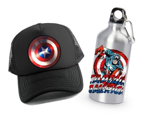 Gorra Capitan America Y Termo Deportivo Combo Regalo