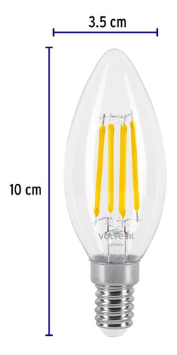 Lámpara Tipo Vela, 4 W C/ Filamento, Base E14, Volteck 48254
