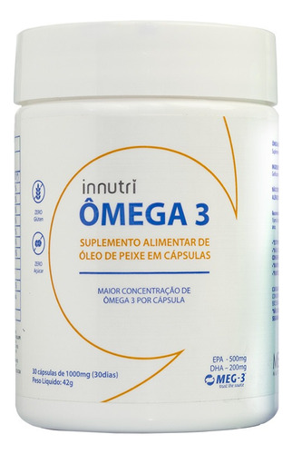 Innutri Omêga 3 Óleo De Peixe Qualidade E Pureza 1000mg 30cp Sabor Sem Sabor