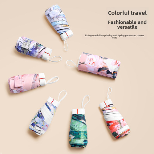 Paraguas Sombrilla Portátil Plegable Con Estampado De Flores