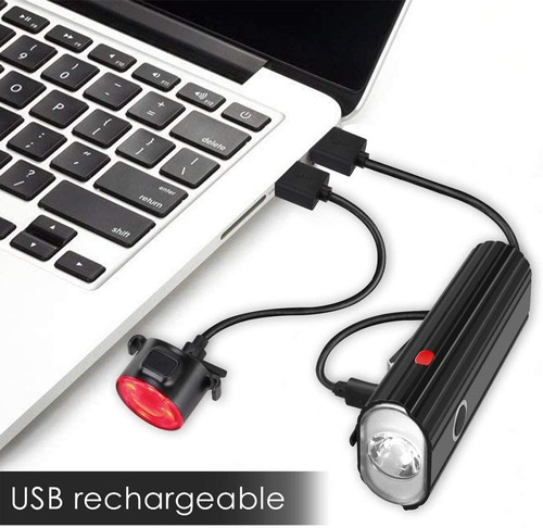 Luz Delantera Trasera Bicicleta Recargable Usb Led Brillante