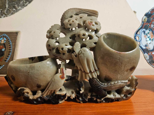 Piedra Jabón Soap Rock Escultura Dragón 1930 Coral Claro (Usado)