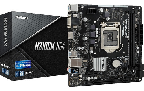 Placa Mãe Asrock H310cm-hg4 Ddr4 Lga 1151 8ª E 9ª Geração Cor Preto