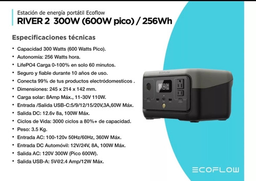 Estacion De Energia Portatil Ecoflow River 2 256wh