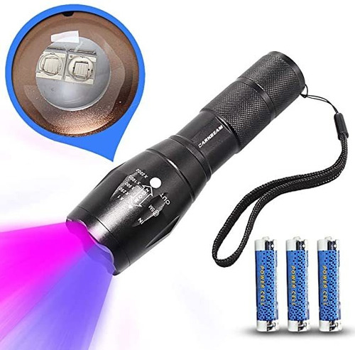 Linterna Led Uv Negro Luz 395nm Linterna De Mano Zoomablle 3