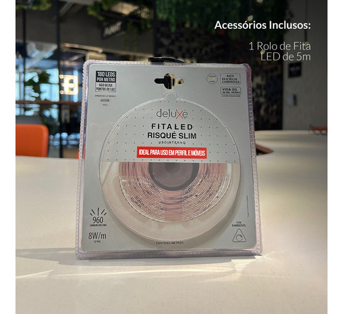 Fita Led Risque Ultra Fina 3mm 8w 6500k 5m 12v Pr Deluxe Luz Branco-frio Tensão De Operação 8w/m 24v