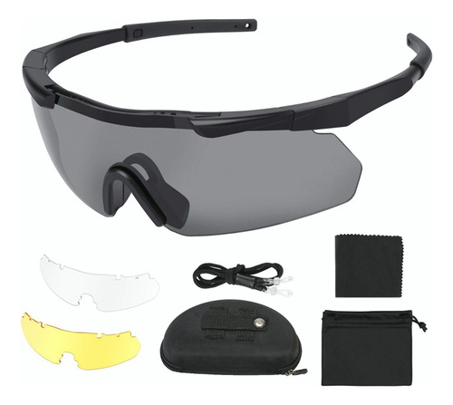 Óculos Tactical Tiro Uv400 Óculos De Proteção Com 3 Lentes