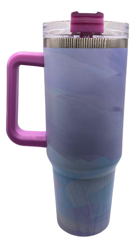 Vaso Térmico Quencher Acero Inox Veteado 1,2ml Efecto Marmol Violeta Mármol