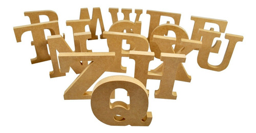 3 Letras De A - Z 15mm Por 12cm De Alt Mdf Madeira Cru