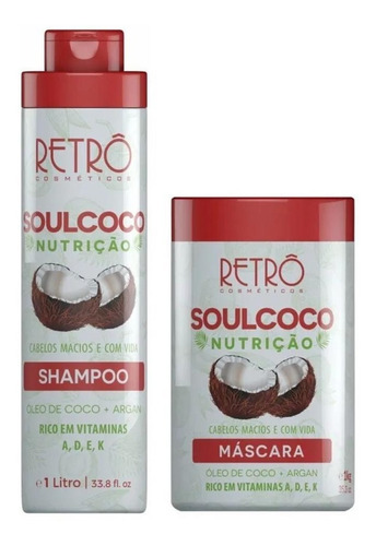 Retrô Cosméticos Soul Coco Shampoo 1l + Máscara 1kg