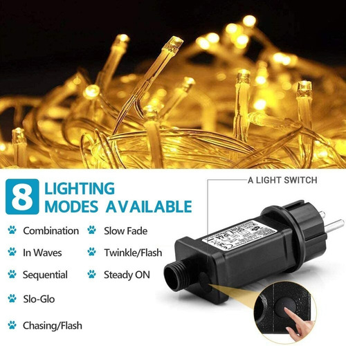 Guirnalda Luces Navidad Boda Deco 1000 Led Blanco Calido 60m