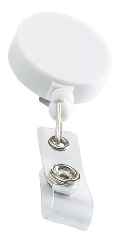 Porta Crachá Retrátil Roller Clip Branco Leitoso 20 Unidades