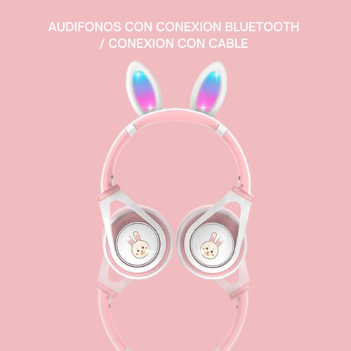 Audífonos Con Micrófono Bluetooth Cat Ears Oreja De Gato Led