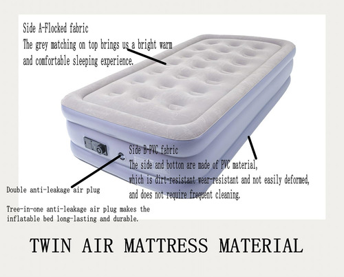 Colchón De Aire Individual Cama Inflable 16 Pulgadas Con Bom Cama Alta Twin Gris