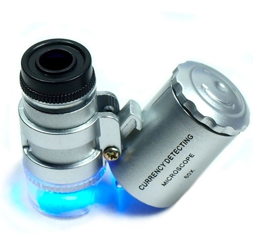 Mini Lupa Microscopio 60x Luz Uv Y Luz Led