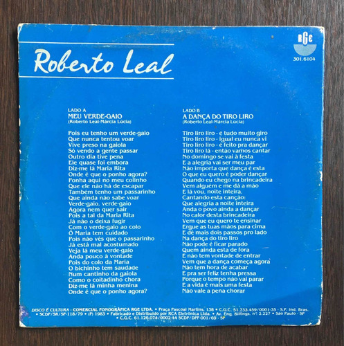 Compacto Roberto Leal - Meu Verde Gaio