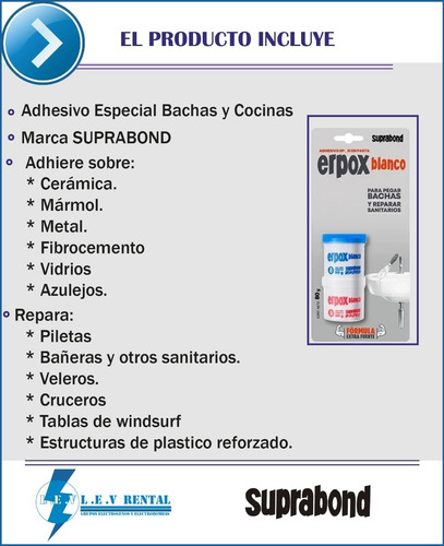 Nuevo Adhesivo Erpox Blanco Bachas Y Sanitarios 80 Suprabond