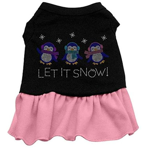 Let It Snow  Pingüinos Rhinestone Perro Vestidos S Negro Co
