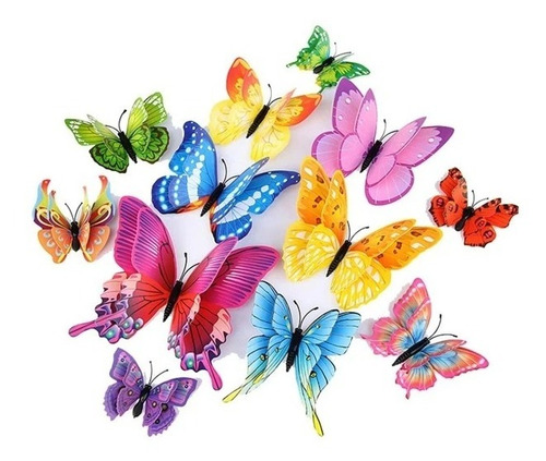 Mariposas 3d Pegatinas Pared, 12 Uds. Decorar Colores Varios
