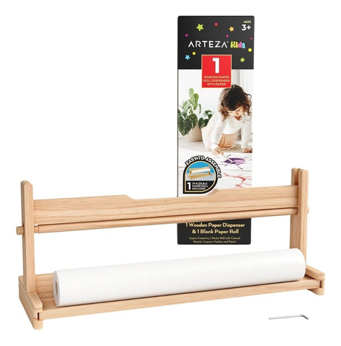 Rollo De Papel Para Niños Con Dispensador De Madera Arteza Color Café